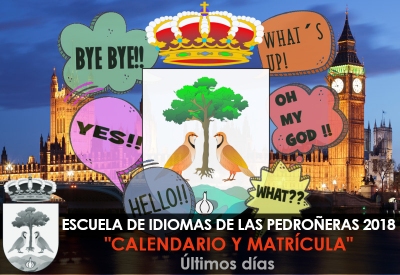 Calendario y matrícula Escuela de Idiomas de Las Pedroñeras 2018 / 2019
