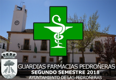 Guardias de Farmacias de Pedroñeras y próximas 2º semestre 2018